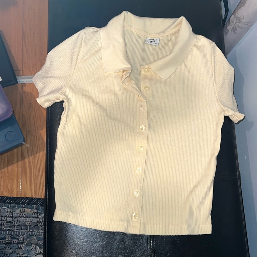 Sunday best yellow cropped polo
